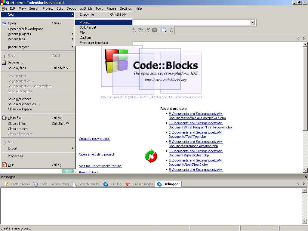 getting started with codeblocks